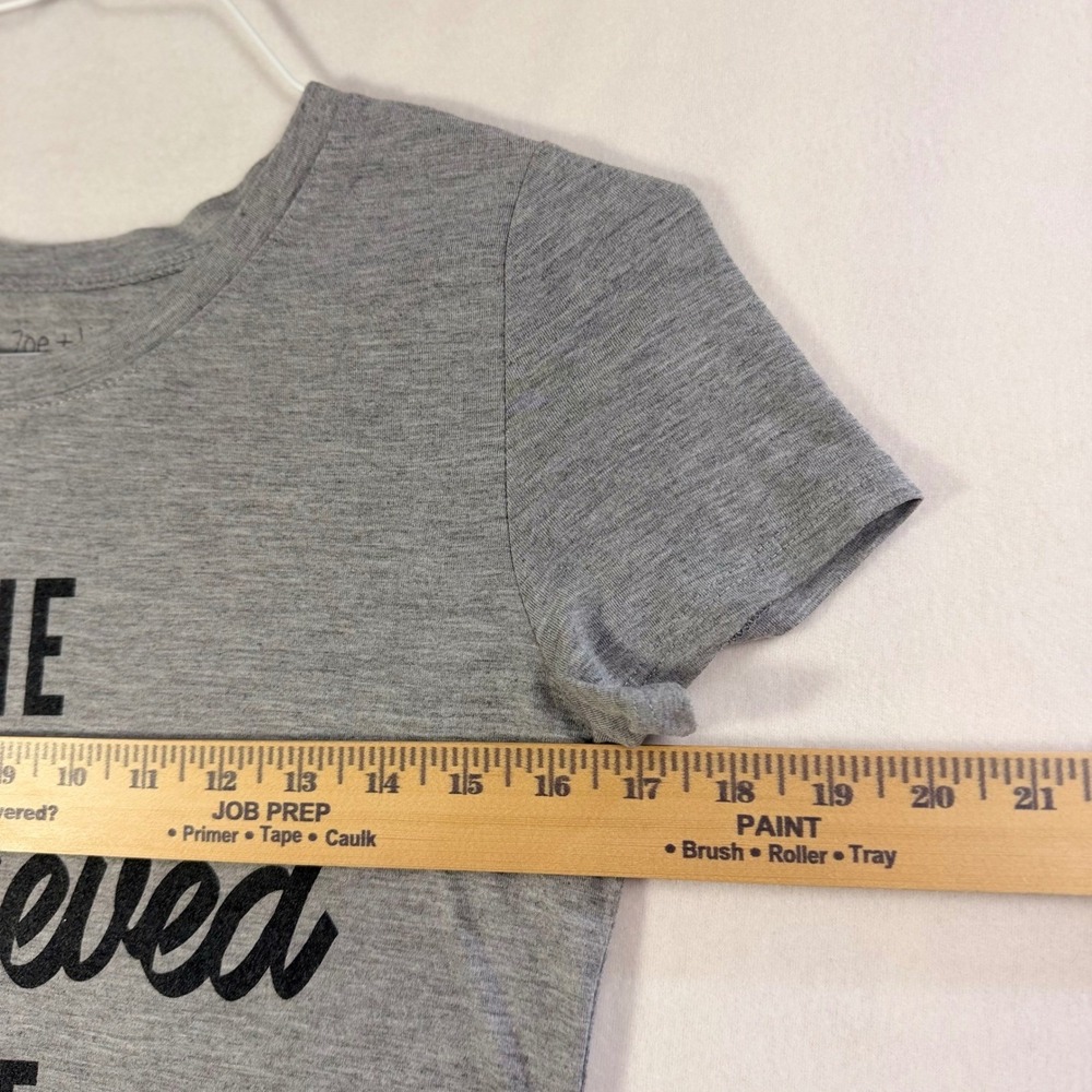 Zoe + Liv Womens Gray Graphic Tee She Believed She Could So She Did Size M - Picture 4 of 7